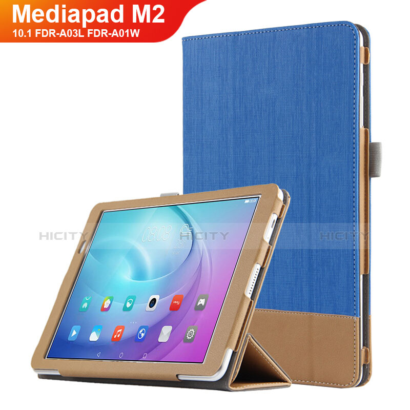 Huawei MediaPad M2 10.1 FDR-A03L FDR-A01W用手帳型 レザーケース スタンド L01 ファーウェイ ネイビー