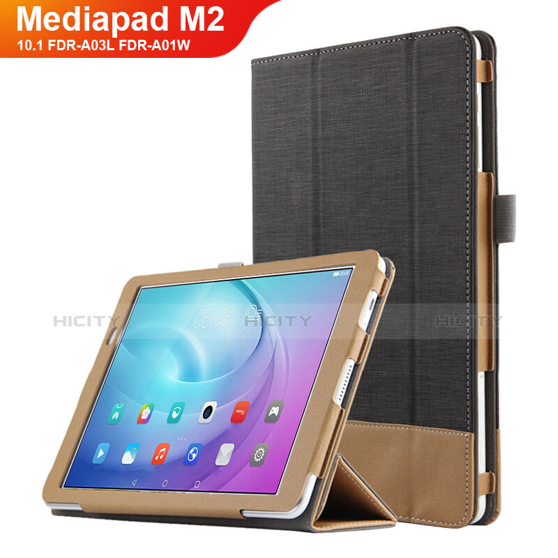 Huawei MediaPad M2 10.1 FDR-A03L FDR-A01W用手帳型 レザーケース スタンド L01 ファーウェイ ブラック