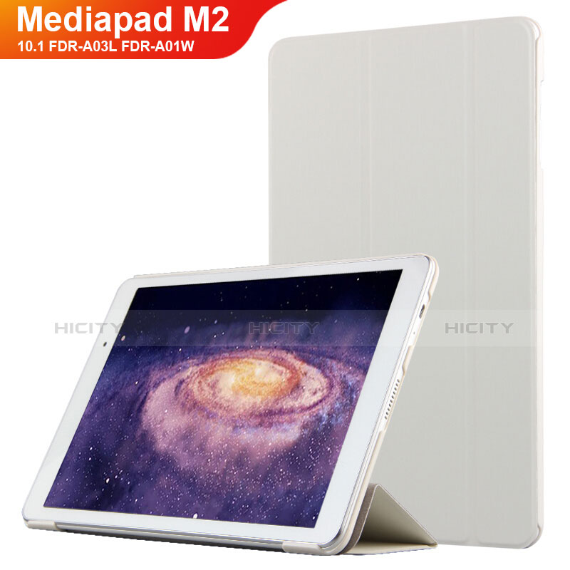Huawei MediaPad M2 10.1 FDR-A03L FDR-A01W用手帳型 レザーケース スタンド L02 ファーウェイ ホワイト