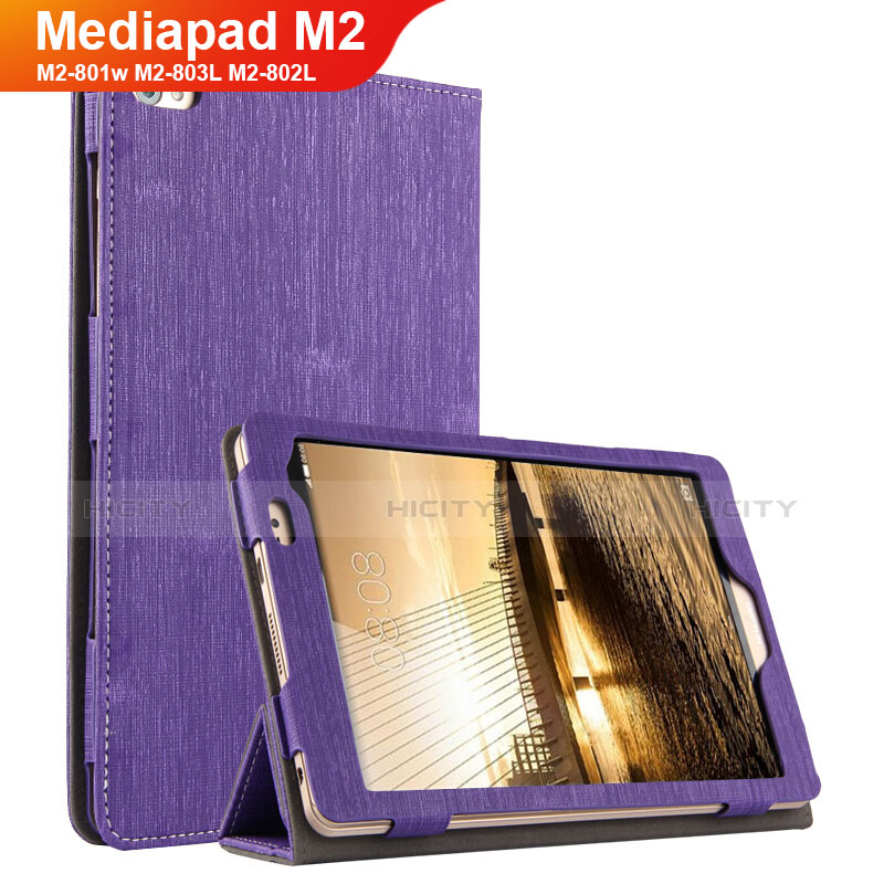Huawei Mediapad M2 8 M2-801w M2-803L M2-802L用手帳型 布 スタンド ファーウェイ パープル