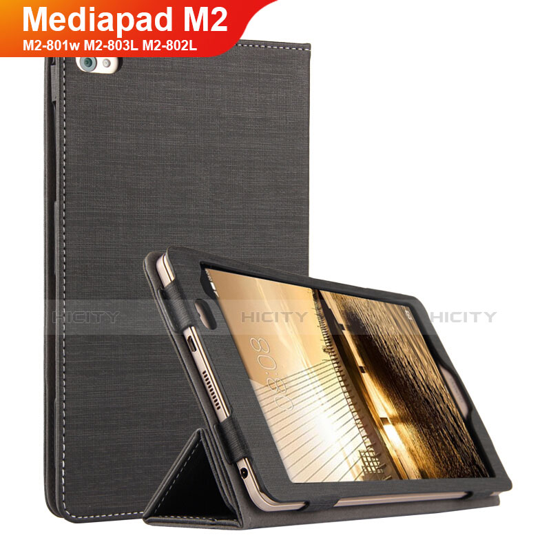 Huawei Mediapad M2 8 M2-801w M2-803L M2-802L用手帳型 布 スタンド ファーウェイ ブラック