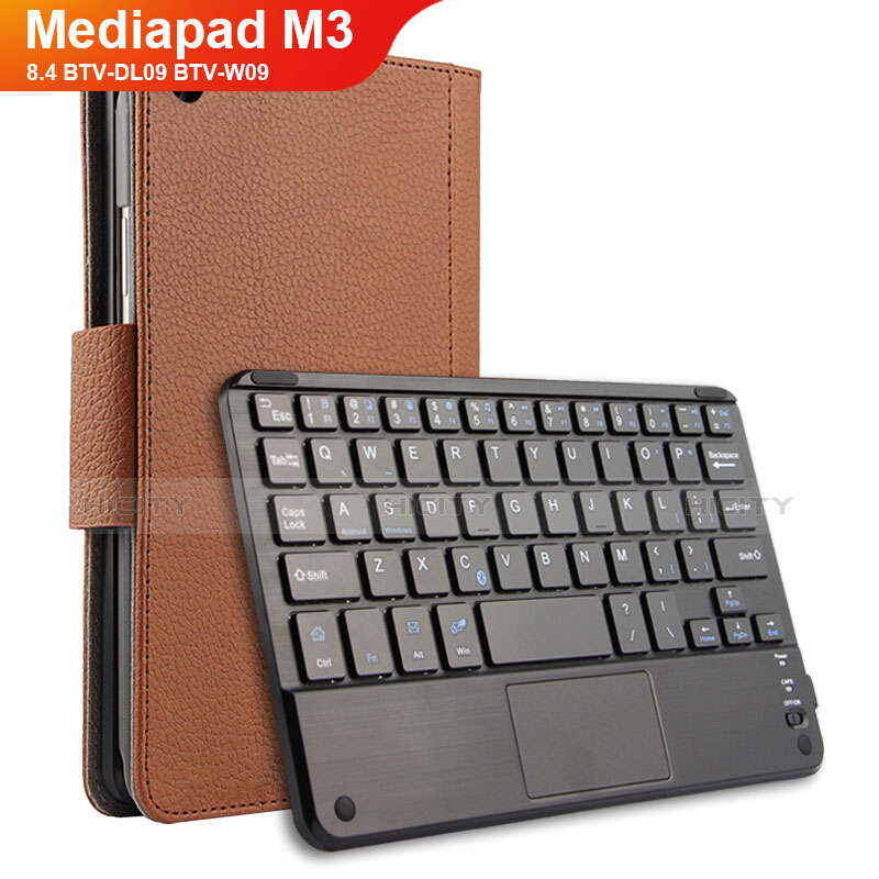 Huawei Mediapad M3 8.4 BTV-DL09 BTV-W09用手帳型 レザーケース スタンド アンド キーボード ファーウェイ ブラウン