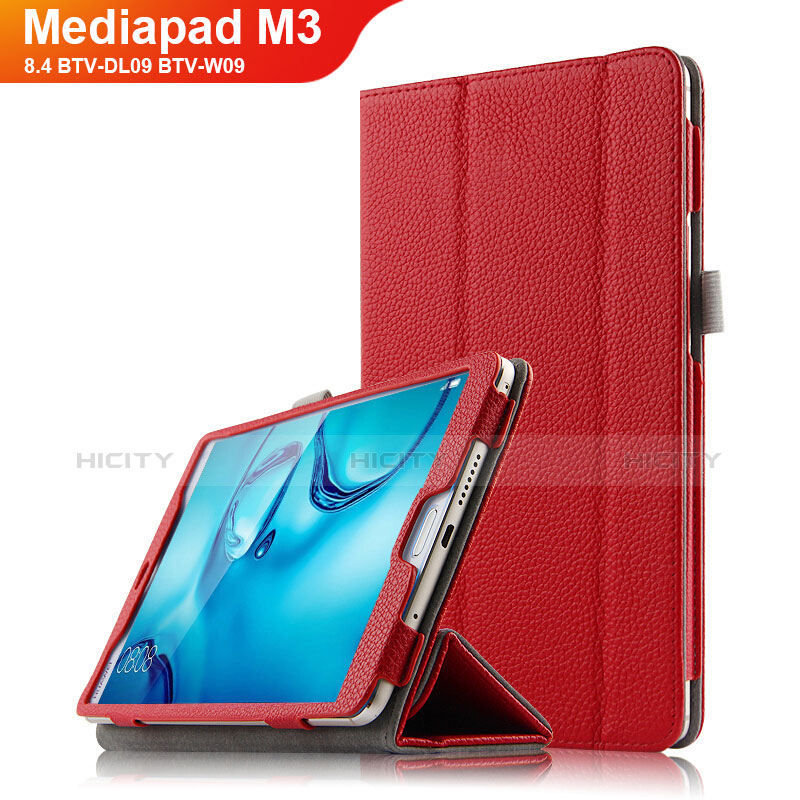 Huawei Mediapad M3 8.4 BTV-DL09 BTV-W09用手帳型 レザーケース スタンド L03 ファーウェイ レッド