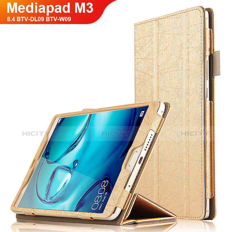 Huawei Mediapad M3 8.4 BTV-DL09 BTV-W09用手帳型 レザーケース スタンド L04 ファーウェイ ゴールド