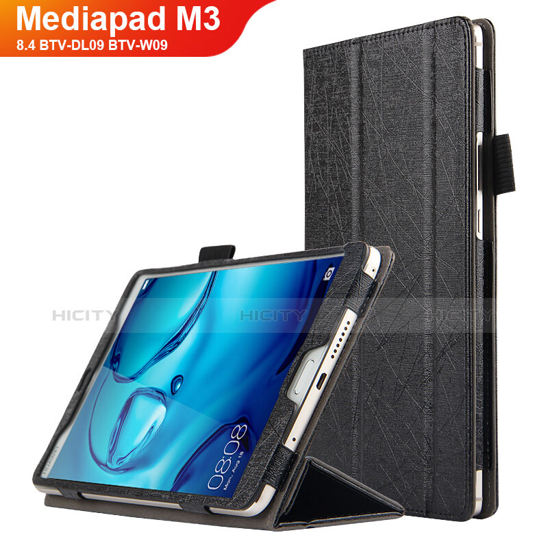 Huawei Mediapad M3 8.4 BTV-DL09 BTV-W09用手帳型 レザーケース スタンド L04 ファーウェイ ブラック
