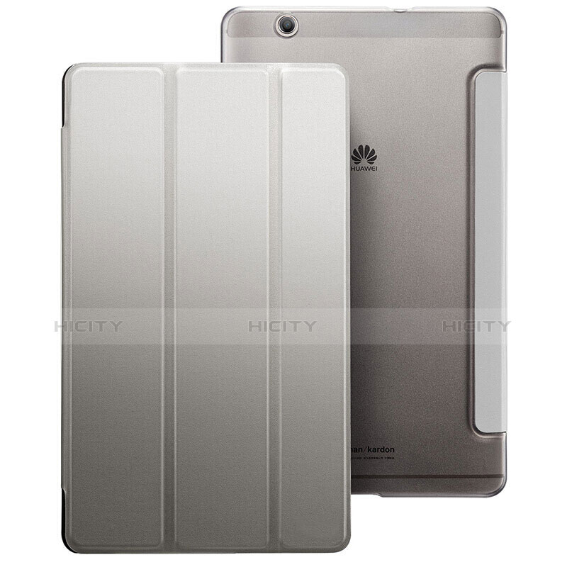 Huawei MediaPad M3用手帳型 レザーケース スタンド ファーウェイ シルバー