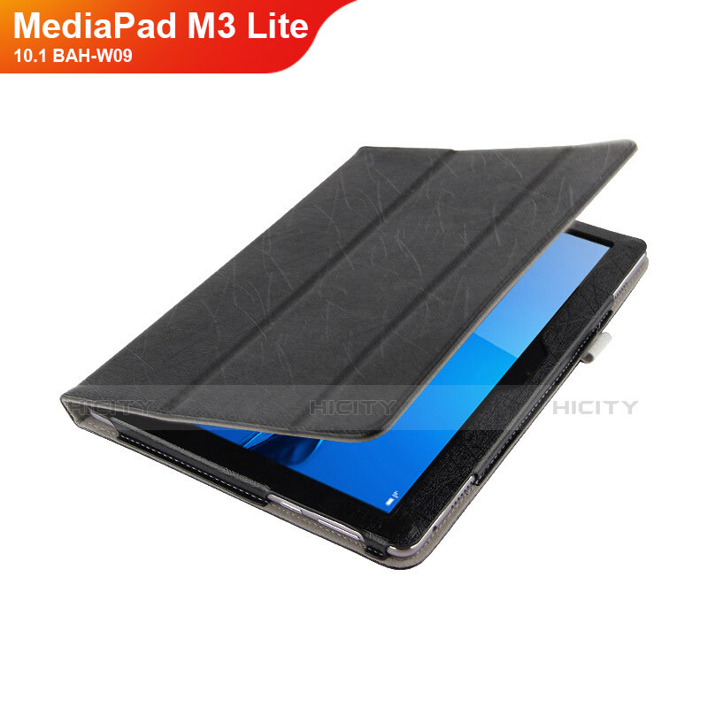 Huawei MediaPad M3 Lite 10.1 BAH-W09用手帳型 レザーケース スタンド L01 ファーウェイ ブラック