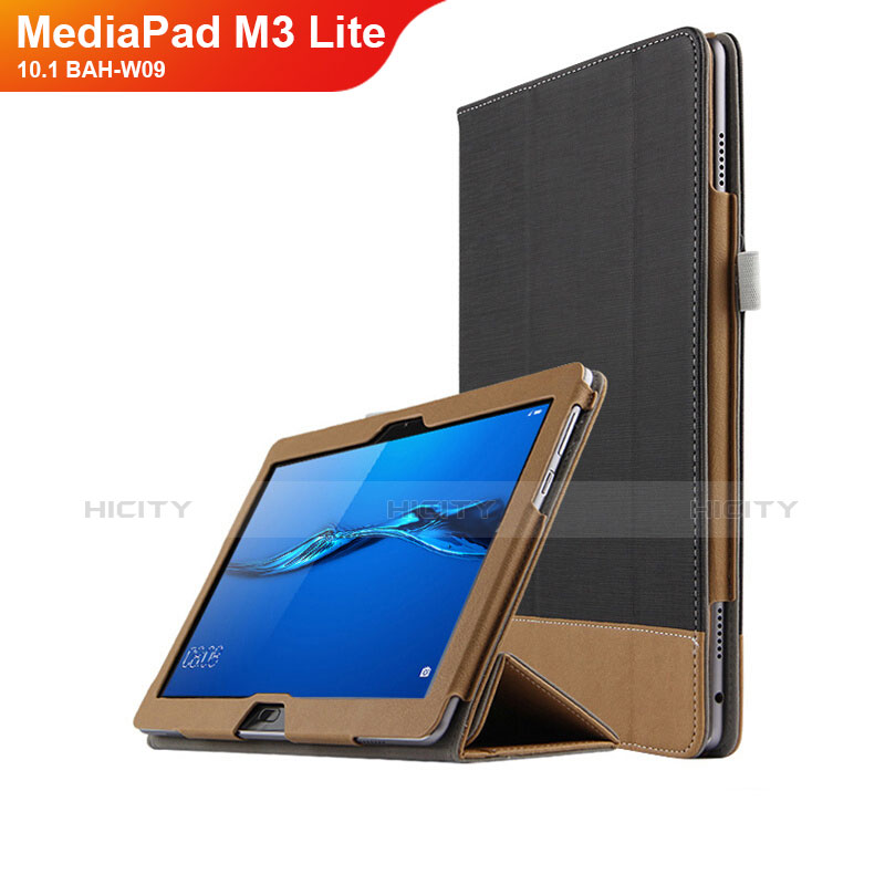Huawei MediaPad M3 Lite 10.1 BAH-W09用手帳型 レザーケース スタンド L02 ファーウェイ ブラック