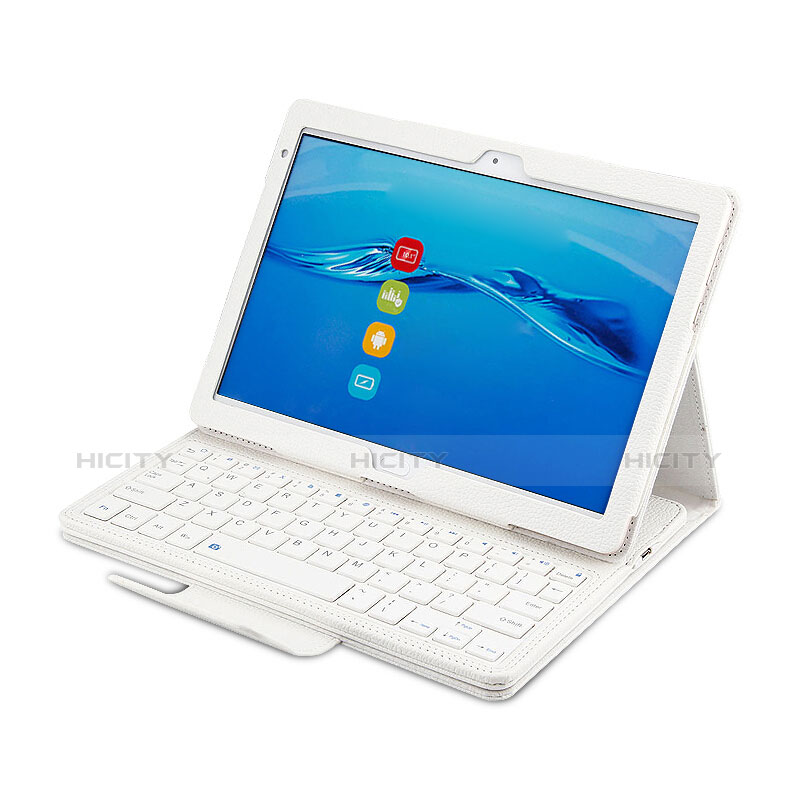 Huawei MediaPad M3 Lite 10.1 BAH-W09用手帳型 レザーケース スタンド アンド キーボード L01 ファーウェイ ホワイト