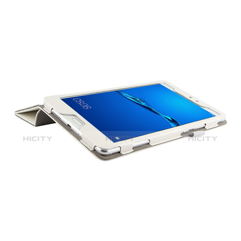 Huawei MediaPad M3 Lite 8.0 CPN-W09 CPN-AL00用手帳型 レザーケース スタンド ファーウェイ ホワイト