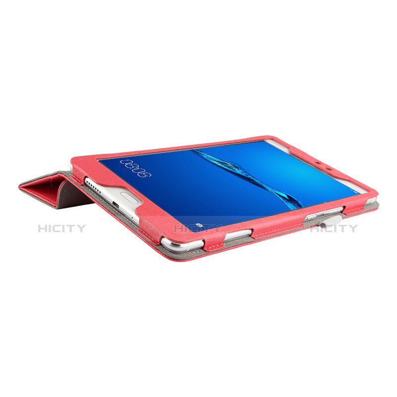Huawei MediaPad M3 Lite 8.0 CPN-W09 CPN-AL00用手帳型 レザーケース スタンド ファーウェイ レッド