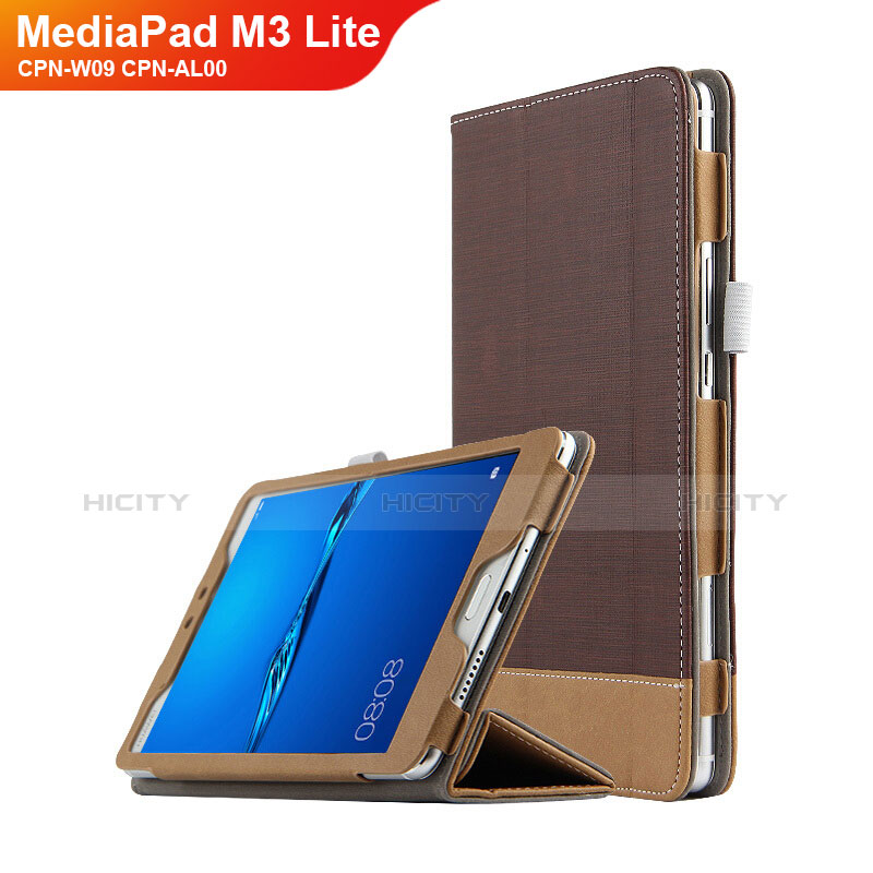 Huawei MediaPad M3 Lite 8.0 CPN-W09 CPN-AL00用手帳型 レザーケース スタンド L01 ファーウェイ ブラウン