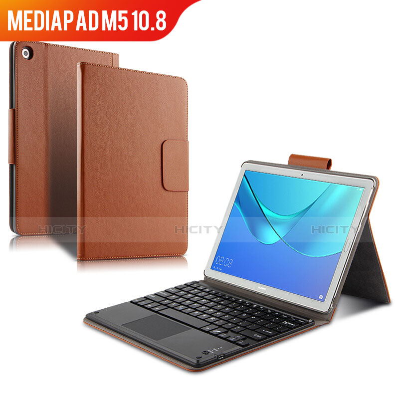 Huawei MediaPad M5 10.8用手帳型 レザーケース スタンド アンド キーボード ファーウェイ ブラウン