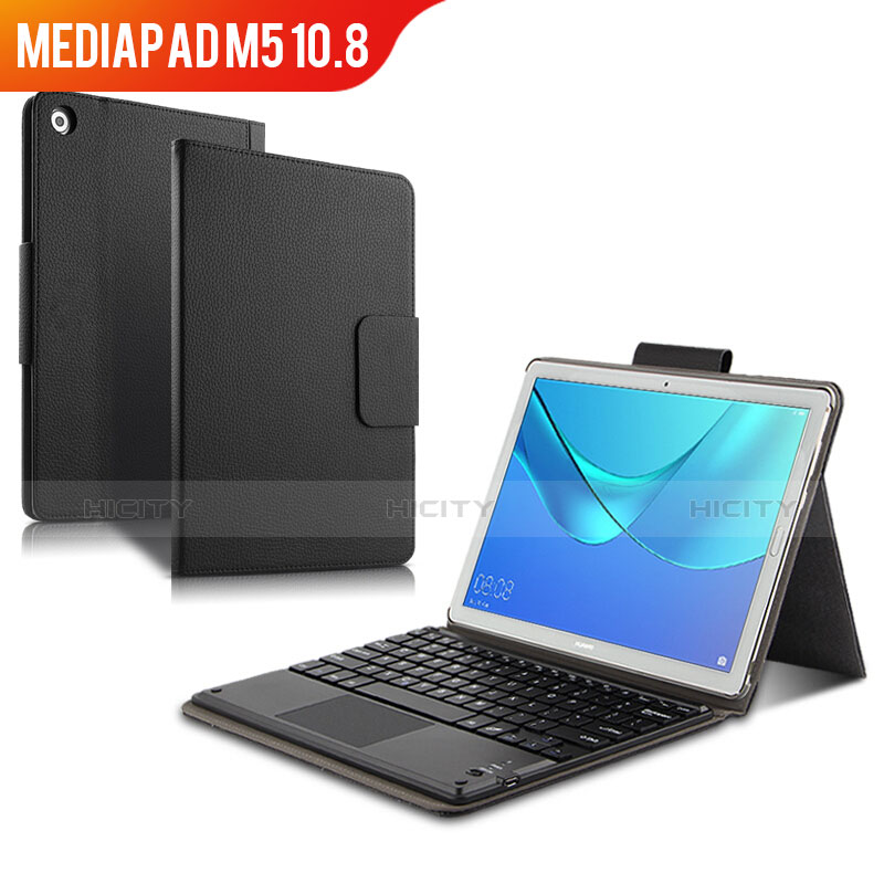 Huawei MediaPad M5 10.8用手帳型 レザーケース スタンド アンド キーボード ファーウェイ ブラック