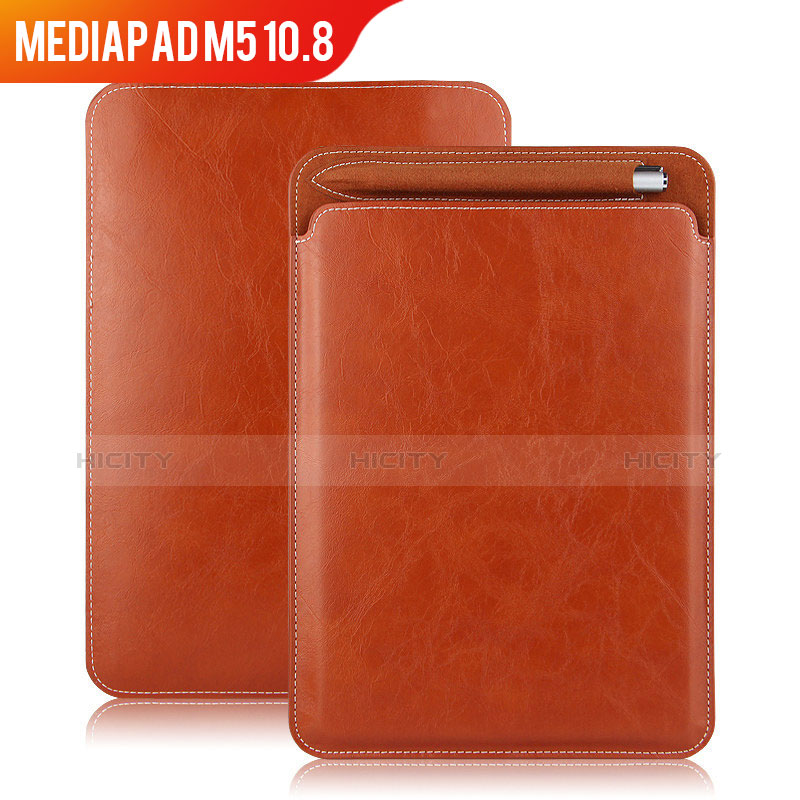 Huawei MediaPad M5 10.8用手帳型 レザーケース スタンド ファーウェイ ブラウン