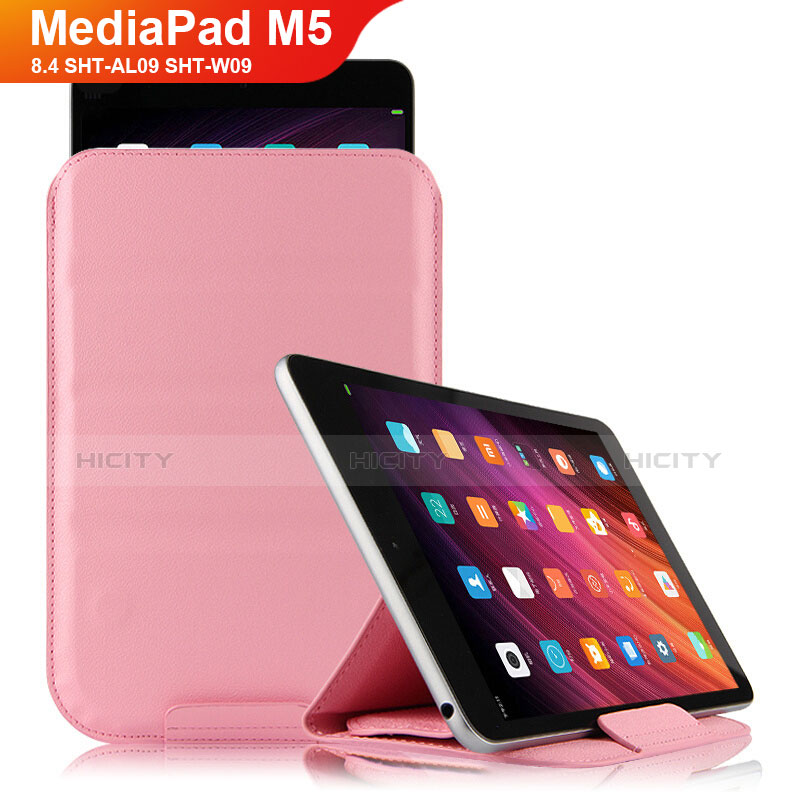 Huawei MediaPad M5 8.4 SHT-AL09 SHT-W09用手帳型 レザーケース スタンド L06 ファーウェイ ピンク