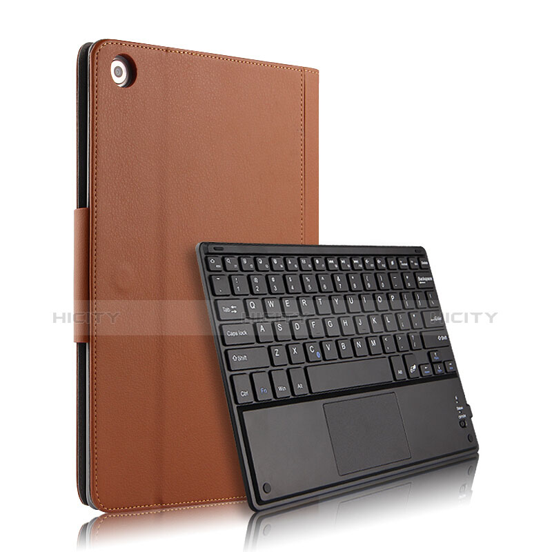 Huawei MediaPad M5 Lite 10.1用手帳型 レザーケース スタンド アンド キーボード ファーウェイ ブラウン