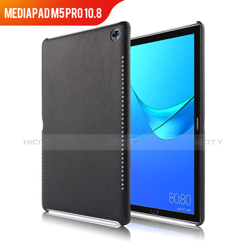 Huawei MediaPad M5 Pro 10.8用ケース 高級感 手触り良いレザー柄 ファーウェイ ブラック