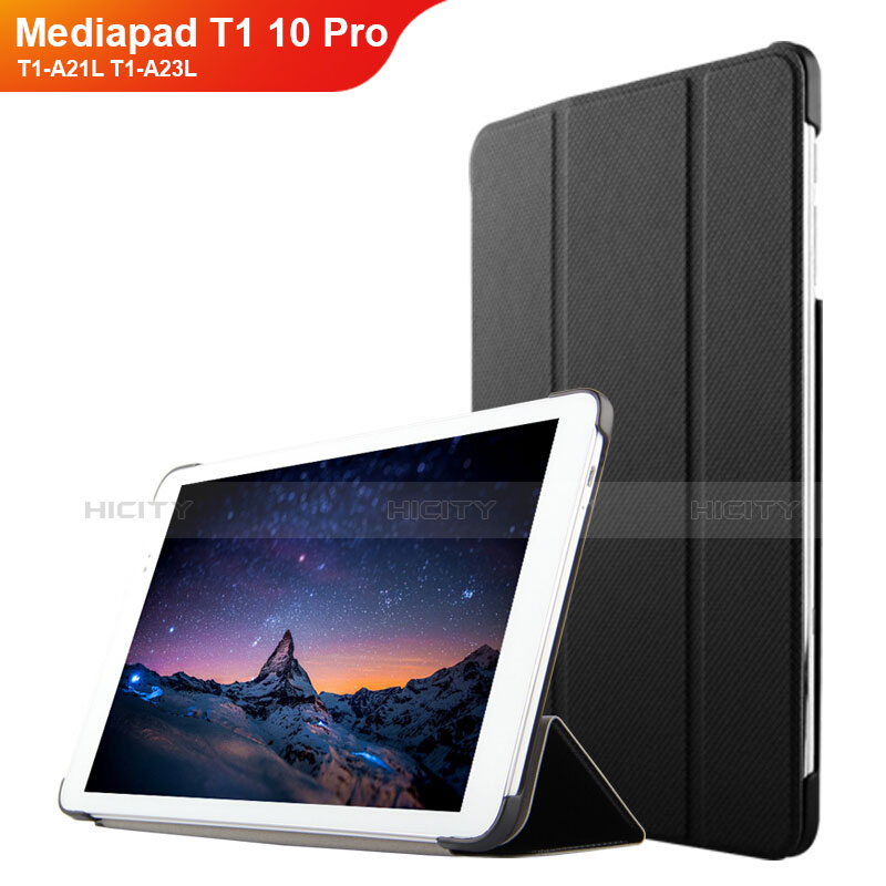 Huawei Mediapad T1 10 Pro T1-A21L T1-A23L用手帳型 レザーケース スタンド L02 ファーウェイ ブラック