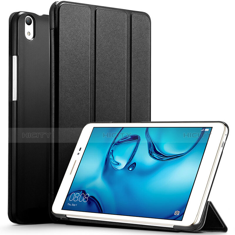 Huawei MediaPad T2 8.0 Pro用手帳型 レザーケース スタンド ファーウェイ ブラック