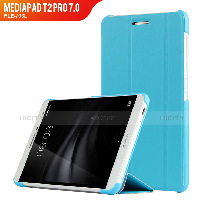 Huawei MediaPad T2 Pro 7.0 PLE-703L用手帳型 レザーケース スタンド R01 ファーウェイ ブルー