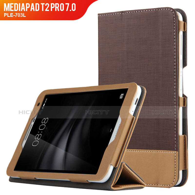 Huawei MediaPad T2 Pro 7.0 PLE-703L用手帳型 レザーケース スタンド L01 ファーウェイ ブラウン