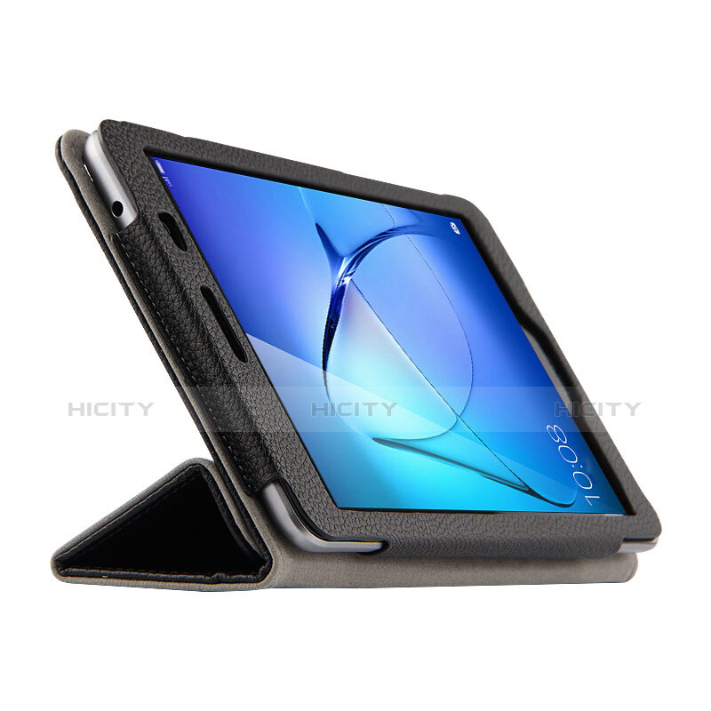 Huawei MediaPad T3 8.0 KOB-W09 KOB-L09用手帳型 レザーケース スタンド L02 ファーウェイ ブラック