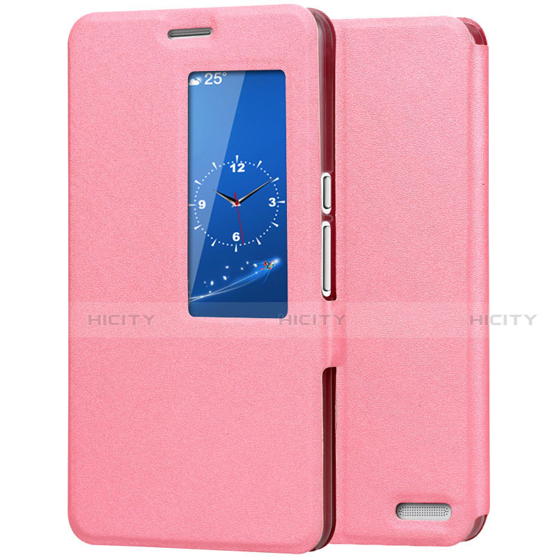 Huawei MediaPad X2用手帳型 レザーケース スタンド カバー L02 ファーウェイ ピンク