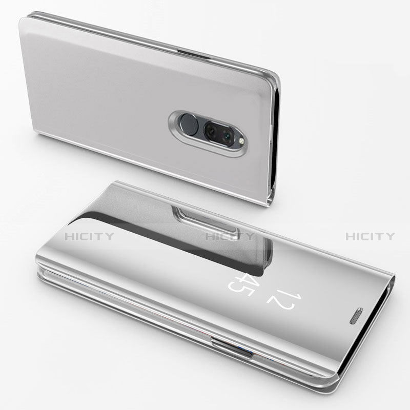 Huawei Nova 2i用手帳型 レザーケース スタンド 鏡面 カバー ファーウェイ シルバー