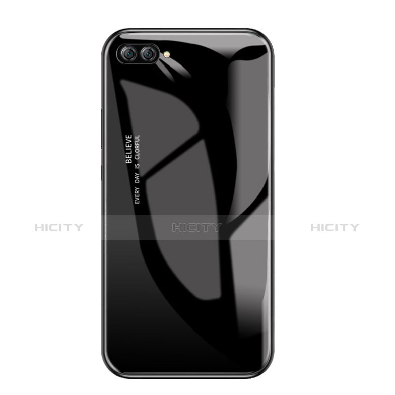 Huawei Nova 2S用ハイブリットバンパーケース プラスチック 鏡面 虹 グラデーション 勾配色 カバー ファーウェイ ブラック