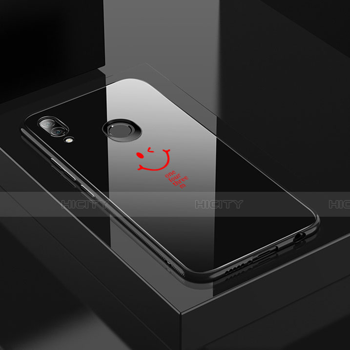 Huawei Nova 3e用ハイブリットバンパーケース プラスチック パターン 鏡面 カバー S01 ファーウェイ レッド・ブラック