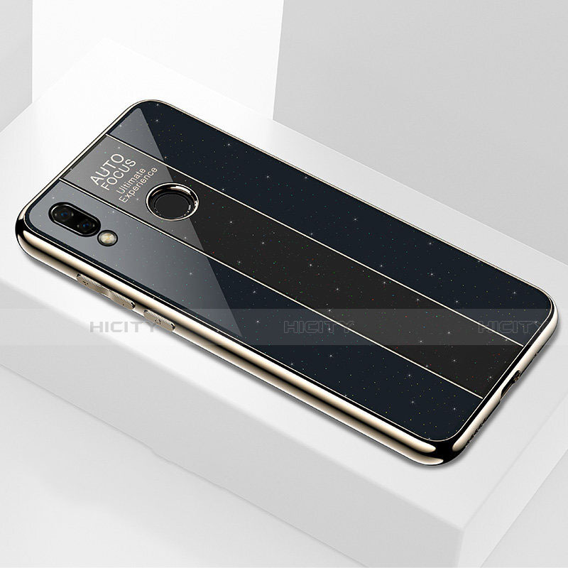 Huawei Nova 3e用ハイブリットバンパーケース プラスチック 鏡面 カバー M03 ファーウェイ ブラック