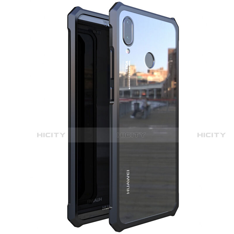Huawei Nova 3e用ケース 高級感 手触り良い アルミメタル 製の金属製 360度 フルカバーバンパー 鏡面 カバー M01 ファーウェイ ブラック