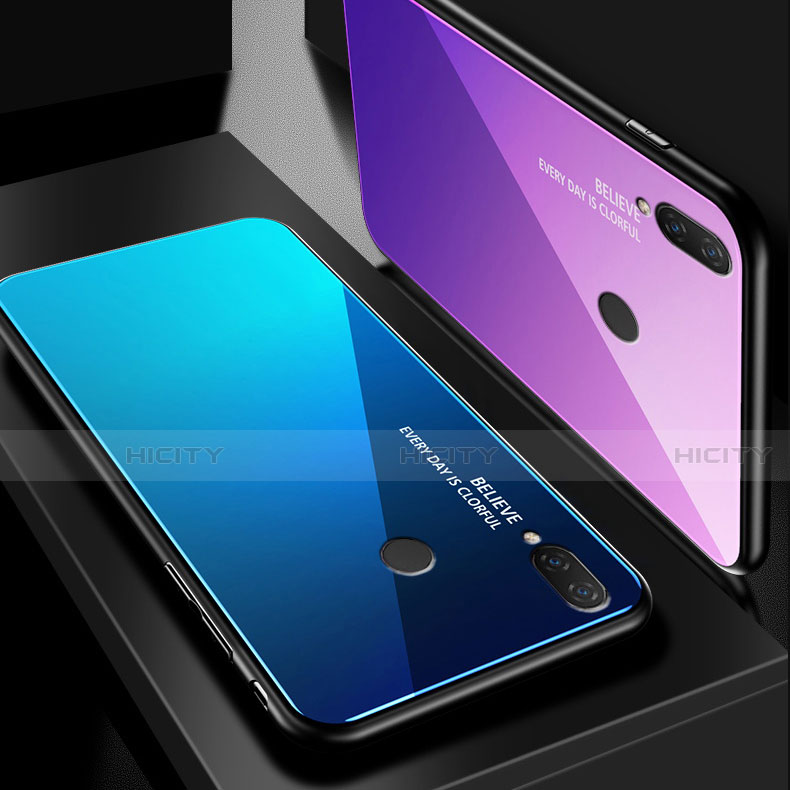 Huawei Nova 3e用ハイブリットバンパーケース プラスチック 鏡面 虹 グラデーション 勾配色 カバー ファーウェイ 