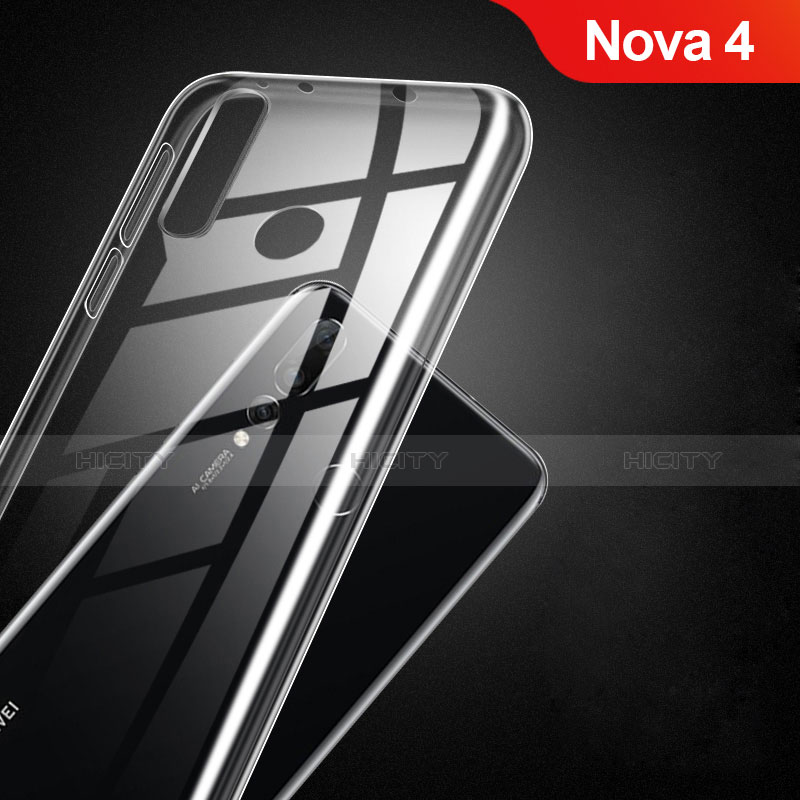Huawei Nova 4用極薄ソフトケース シリコンケース 耐衝撃 全面保護 クリア透明 T02 ファーウェイ クリア