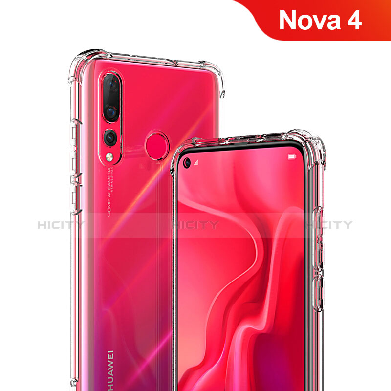 Huawei Nova 4用極薄ソフトケース シリコンケース 耐衝撃 全面保護 クリア透明 T05 ファーウェイ クリア