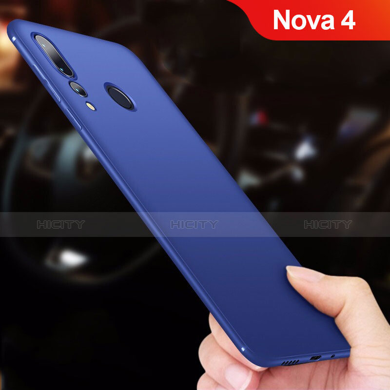 Huawei Nova 4用極薄ソフトケース シリコンケース 耐衝撃 全面保護 ファーウェイ ネイビー