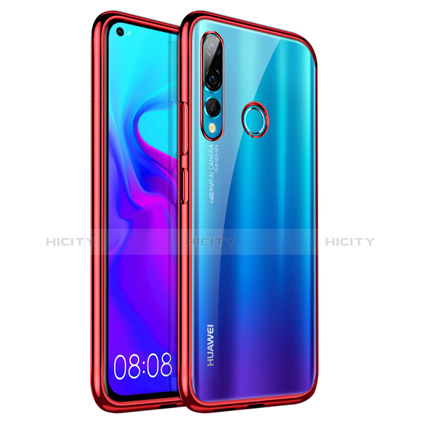 Huawei Nova 4用極薄ソフトケース シリコンケース 耐衝撃 全面保護 クリア透明 T11 ファーウェイ レッド