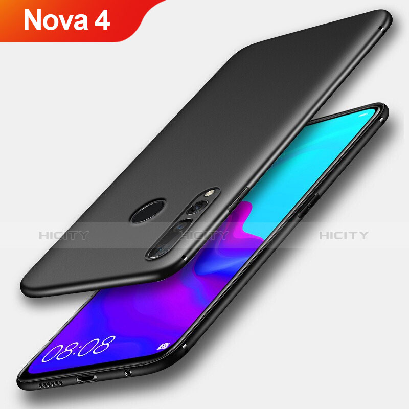Huawei Nova 4用極薄ソフトケース シリコンケース 耐衝撃 全面保護 S04 ファーウェイ ブラック