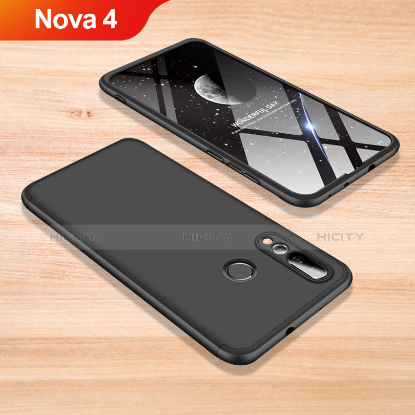 Huawei Nova 4用ハードケース プラスチック 質感もマット 前面と背面 360度 フルカバー ファーウェイ ブラック