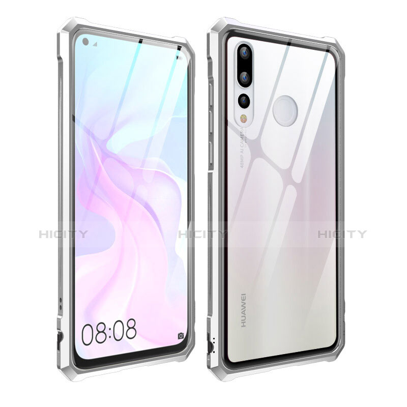 Huawei Nova 4用ケース 高級感 手触り良い アルミメタル 製の金属製 バンパー 鏡面 カバー ファーウェイ シルバー