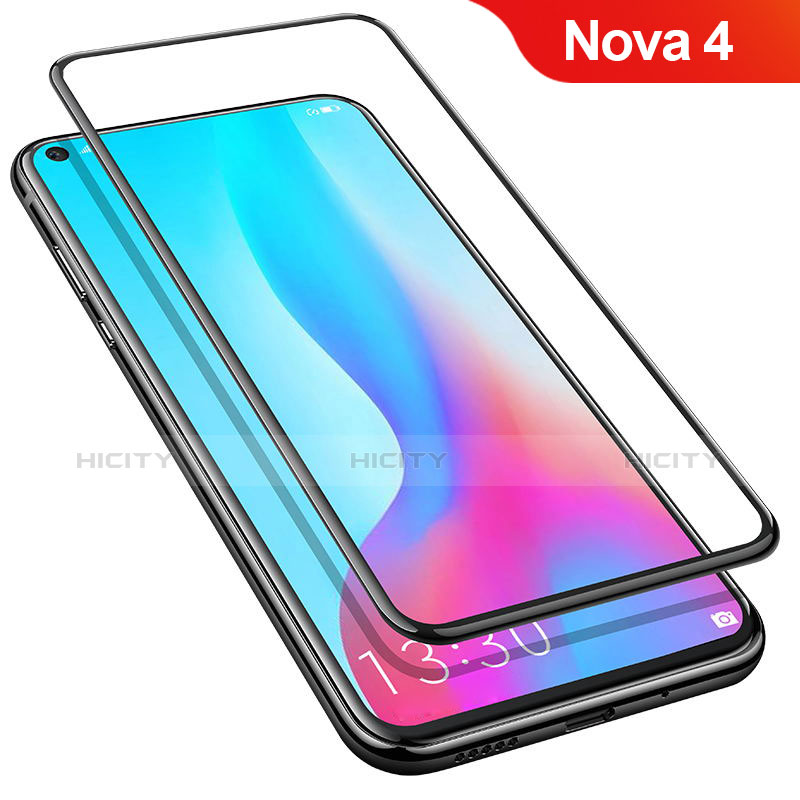 Huawei Nova 4用強化ガラス フル液晶保護フィルム ファーウェイ ブラック