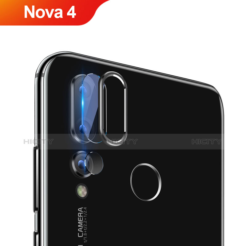 Huawei Nova 4用強化ガラス カメラプロテクター カメラレンズ 保護ガラスフイルム ファーウェイ ブラック