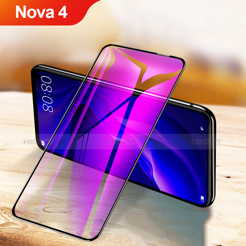 Huawei Nova 4用強化ガラス フル液晶保護フィルム アンチグレア ブルーライト F03 ファーウェイ ブラック