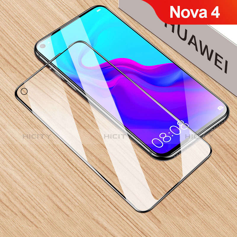 Huawei Nova 4用強化ガラス フル液晶保護フィルム F06 ファーウェイ ブラック