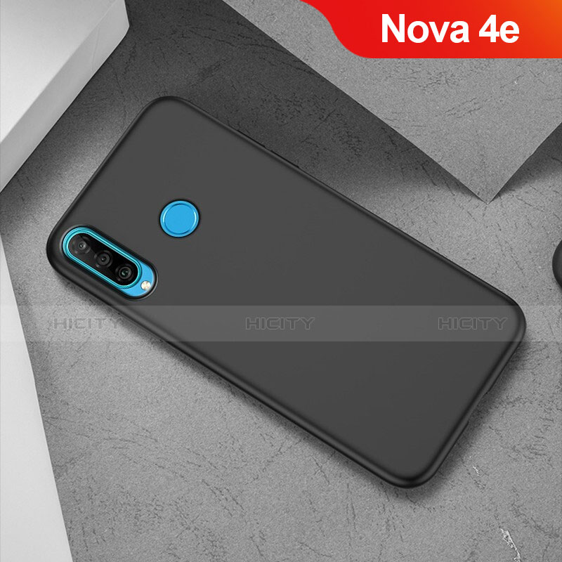 Huawei Nova 4e用極薄ソフトケース シリコンケース 耐衝撃 全面保護 S02 ファーウェイ ブラック
