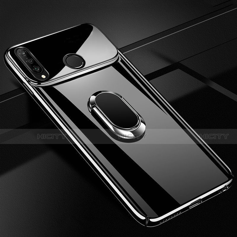 Huawei Nova 4e用ハードケース プラスチック 鏡面 360度 フルカバー アンド指輪 マグネット式 ファーウェイ ブラック