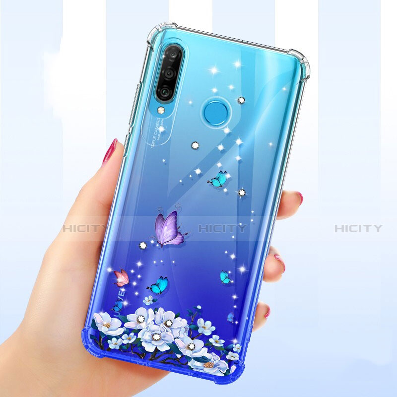 Huawei Nova 4e用極薄ソフトケース シリコンケース 耐衝撃 全面保護 クリア透明 花 ファーウェイ 