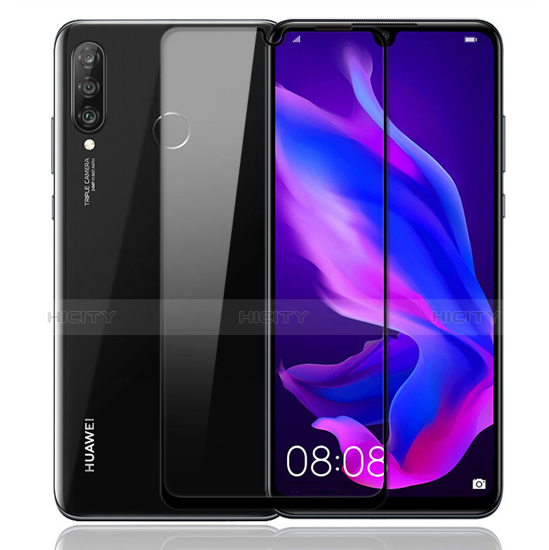 Huawei Nova 4e用強化ガラス フル液晶保護フィルム F02 ファーウェイ ブラック