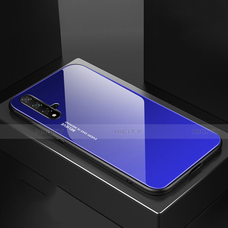 Huawei Nova 5用ハイブリットバンパーケース プラスチック 鏡面 虹 グラデーション 勾配色 カバー ファーウェイ ネイビー